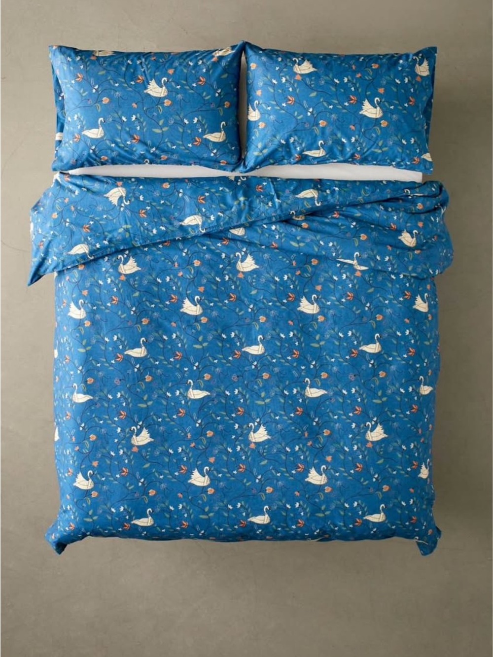 Urban Outfitters Blue Swan Floral Duvet Cover